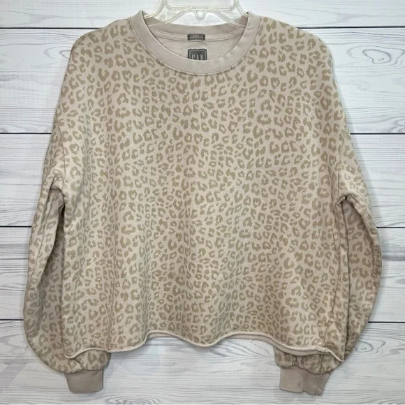 GAP leopard print oversized crop sweatshirt, size small - Picture 5 of 11